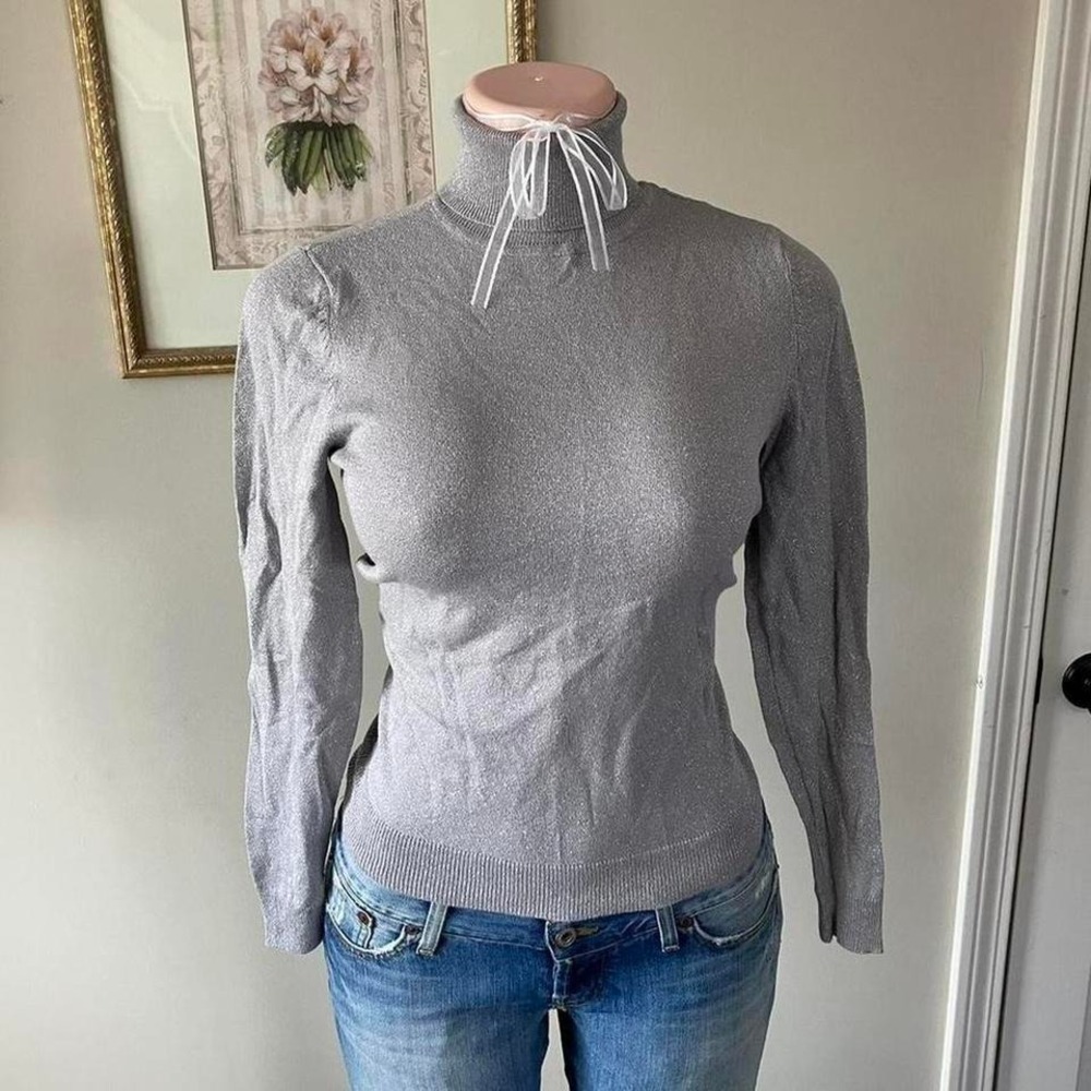 worthington GREY FITTED TURTLENECK TOP